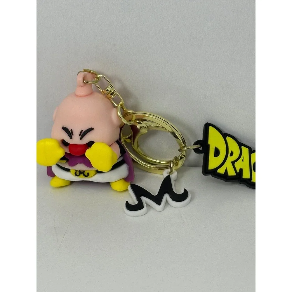 Dragon Ball Z Majin Buu Rubber Keychain Gold Ring Majin M Logo Charm DBZ